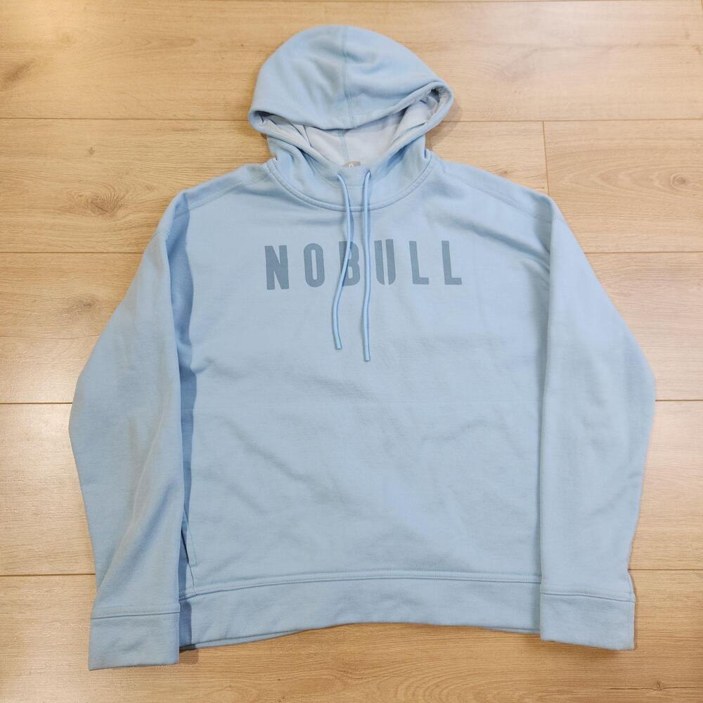 NOBULL Hoodie Sweatshirt Womens Medium Blue Logo Fleece Pullover Gym Training